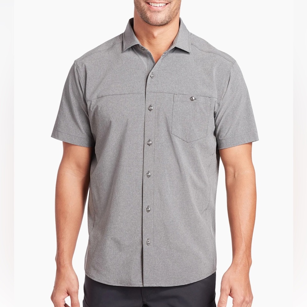 EUC KÜHL OPTIMIZR™ Men’s Short Sleeve Adventure Shirt Quick Dry Gray Size Large